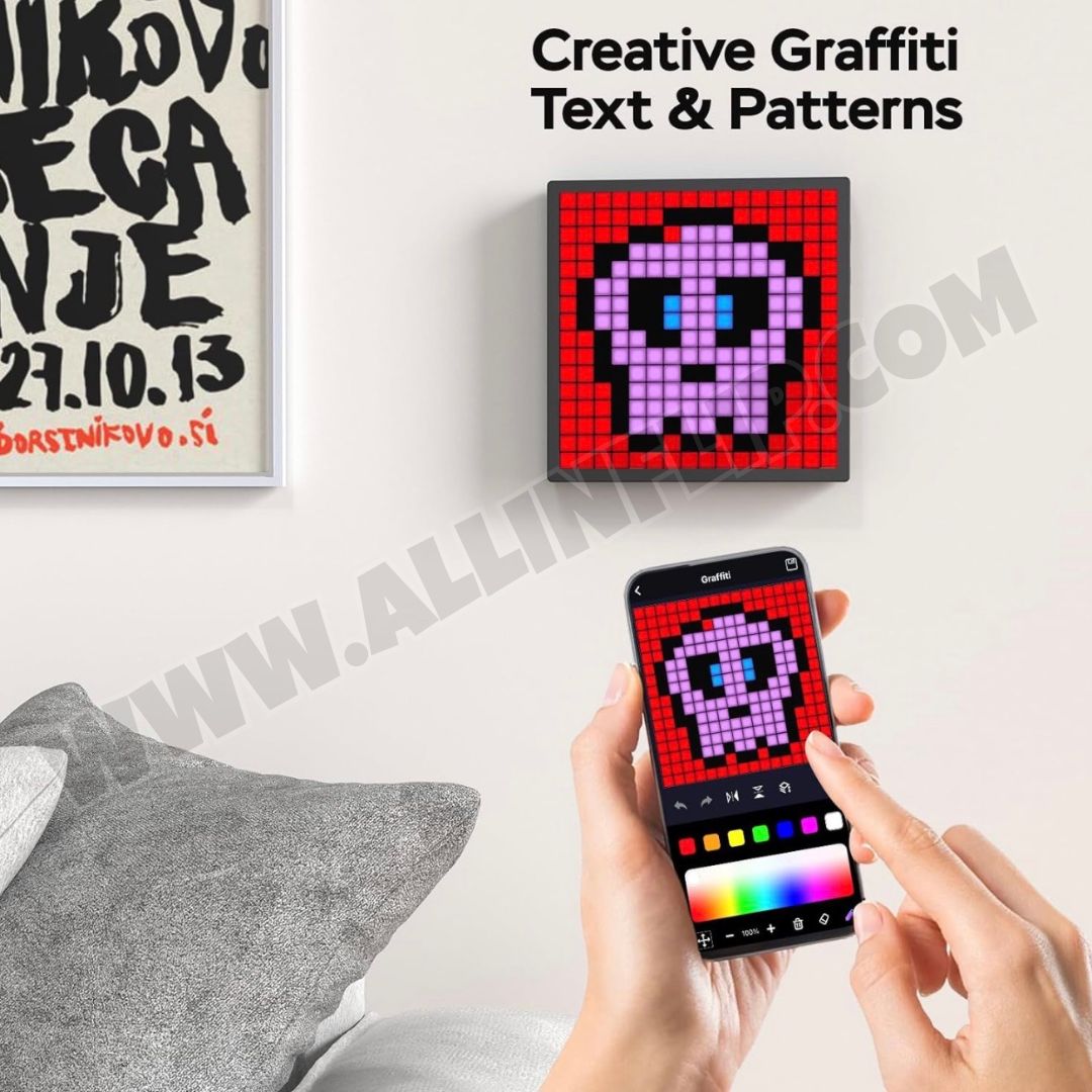 Smart LED Matrix Pixel Display – RGB DIY Animation Frame, USB-C Powered, Bluetooth & WiFi App Control