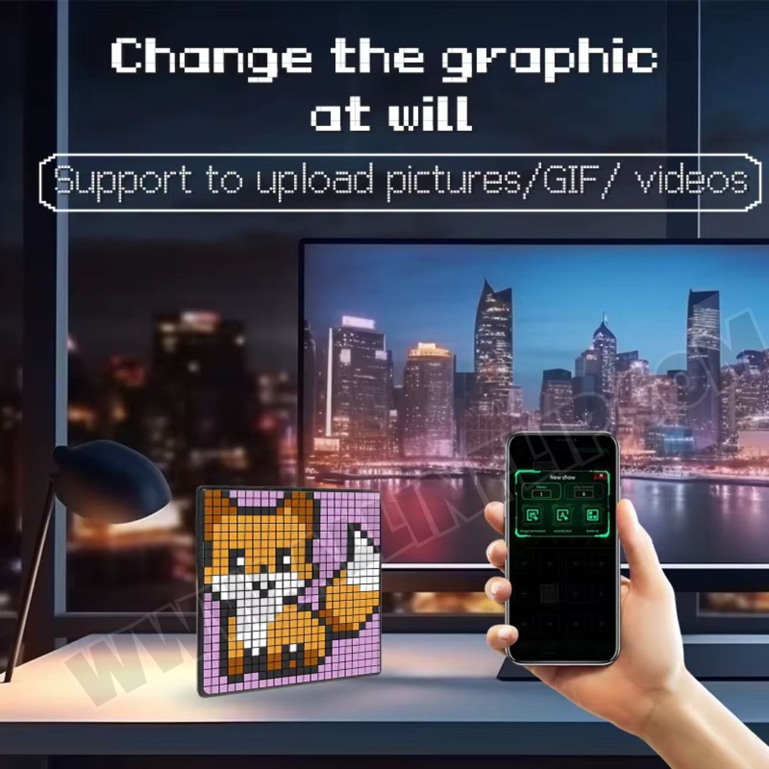 Smart LED Matrix Pixel Display – RGB DIY Animation Frame, USB-C Powered, Bluetooth & WiFi App Control