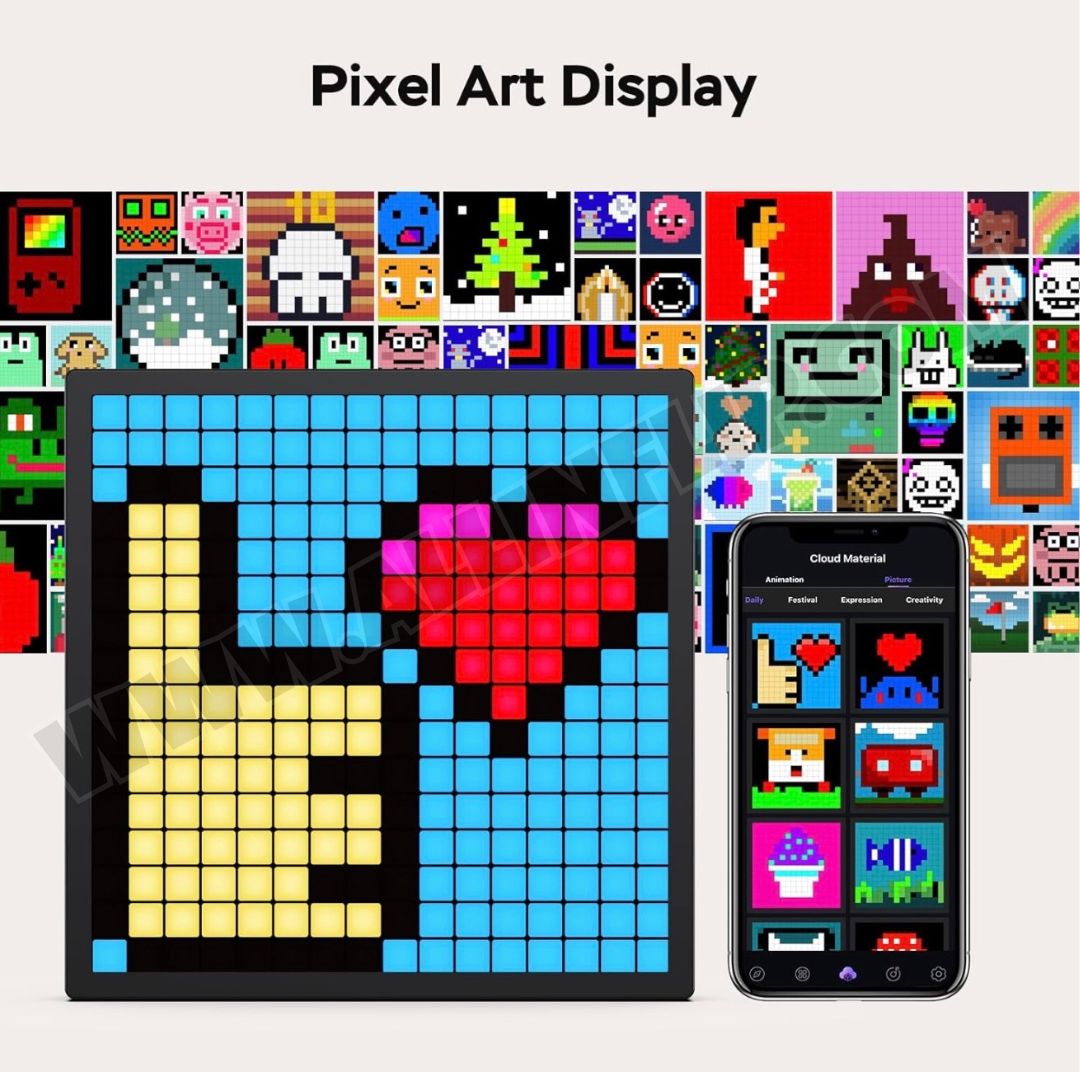 Smart LED Matrix Pixel Display – RGB DIY Animation Frame, USB-C Powered, Bluetooth & WiFi App Control